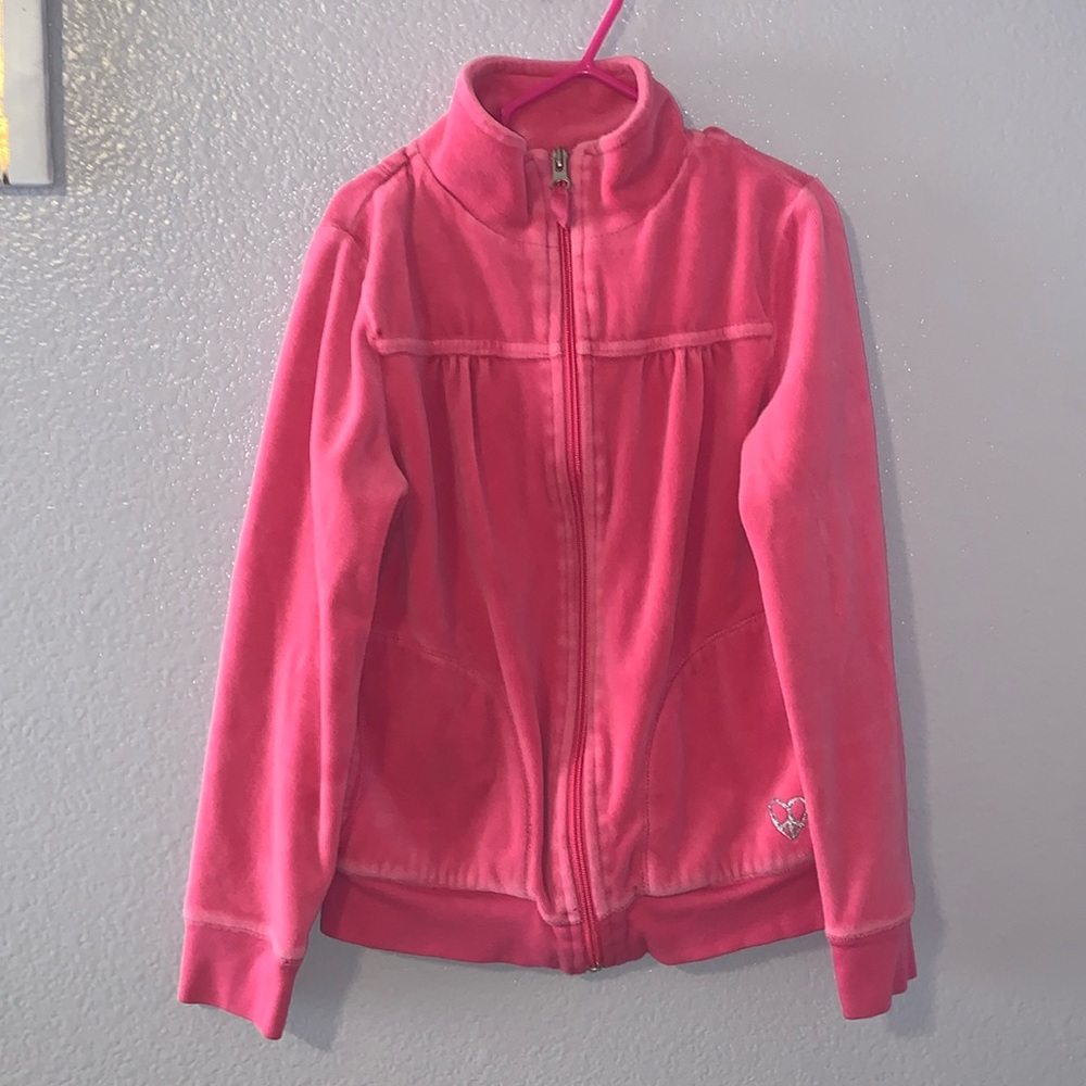 Ruby Moon Pink Velour girls 7/8 soft full zip up sweatshirt